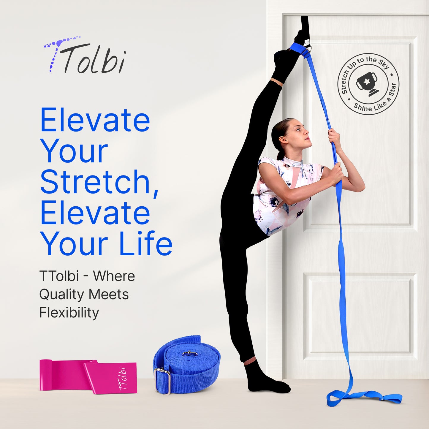 Premium Leg Stretcher with Door Anchor – Achieve Deeper Splits (Blue)