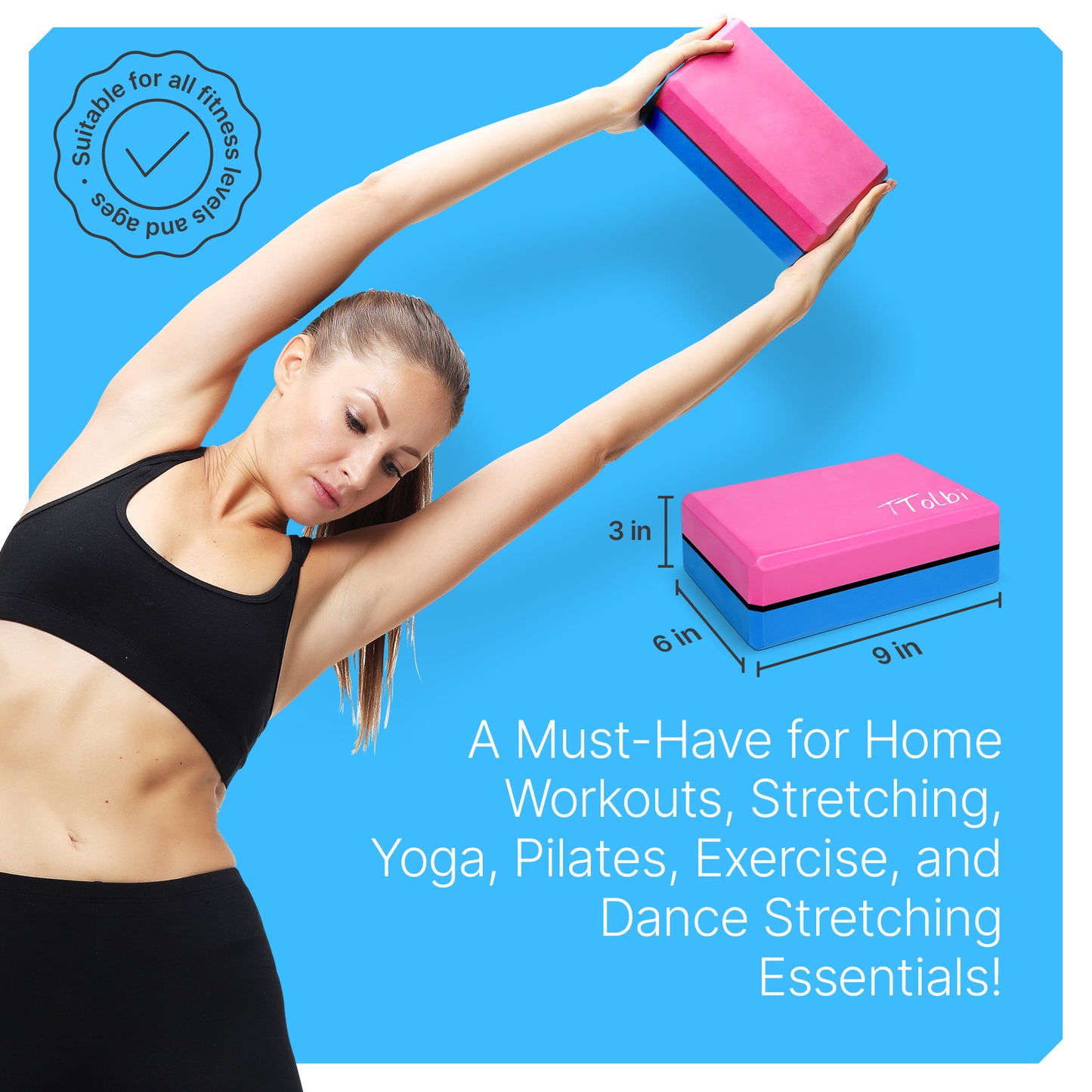 Yoga Starter Kit with Blocks, Strap & Knee Pads – Begin Your Home Practice