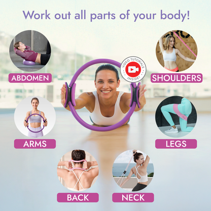 Premium 10 in 1 Pilates Ring & Ball Kit – Full Body Home Workout (Purple)