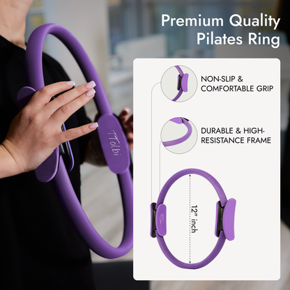 Premium 10 in 1 Pilates Ring & Ball Kit – Full Body Home Workout (Purple)