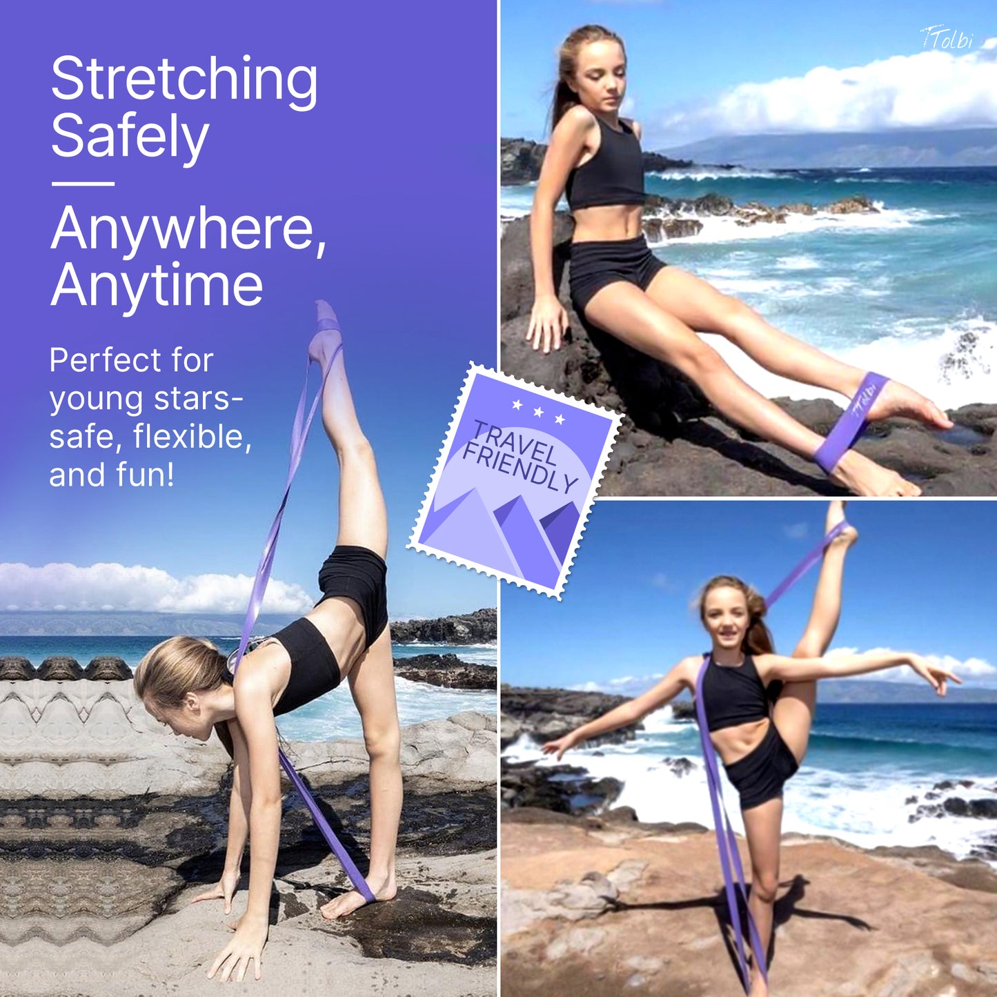 Premium Stretch Bands for Dancers – Flexibility & Strength Trainer (Purple Small)