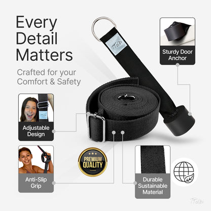 Premium Leg Stretcher with Door Anchor – Achieve Deeper Splits  (Black)