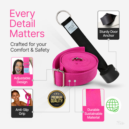 Premium Leg Stretcher with Door Anchor – Achieve Deeper Splits  (Pink)