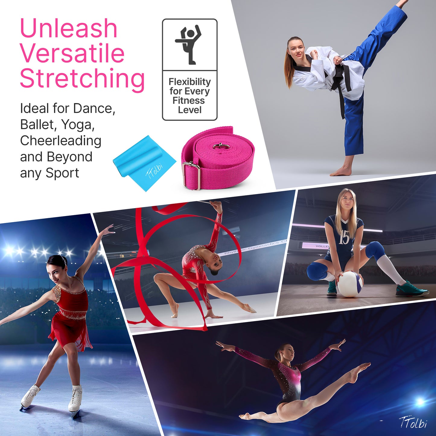 Premium Leg Stretcher with Door Anchor – Achieve Deeper Splits  (Pink)