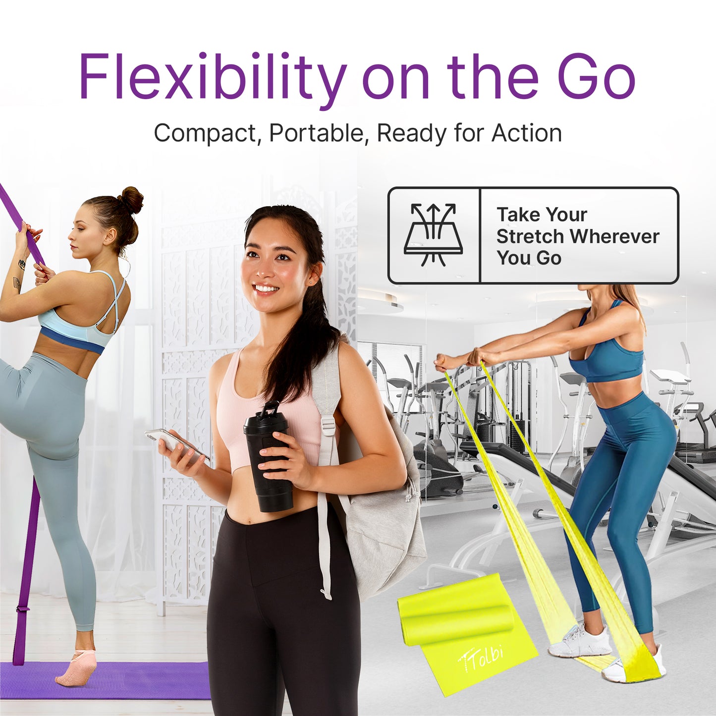 Premium Leg Stretcher with Door Anchor – Achieve Deeper Splits (Purple)