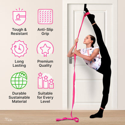 Premium Leg Stretcher with Door Anchor – Achieve Deeper Splits  (Pink)