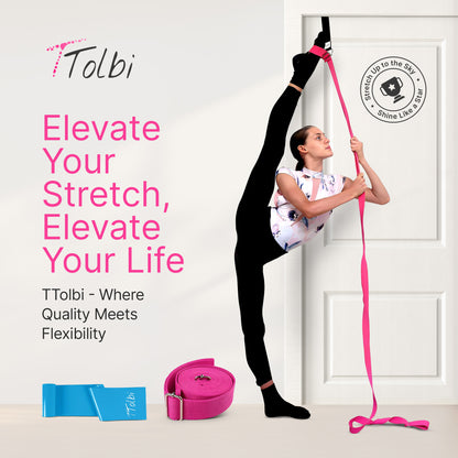 Premium Leg Stretcher with Door Anchor – Achieve Deeper Splits  (Pink)