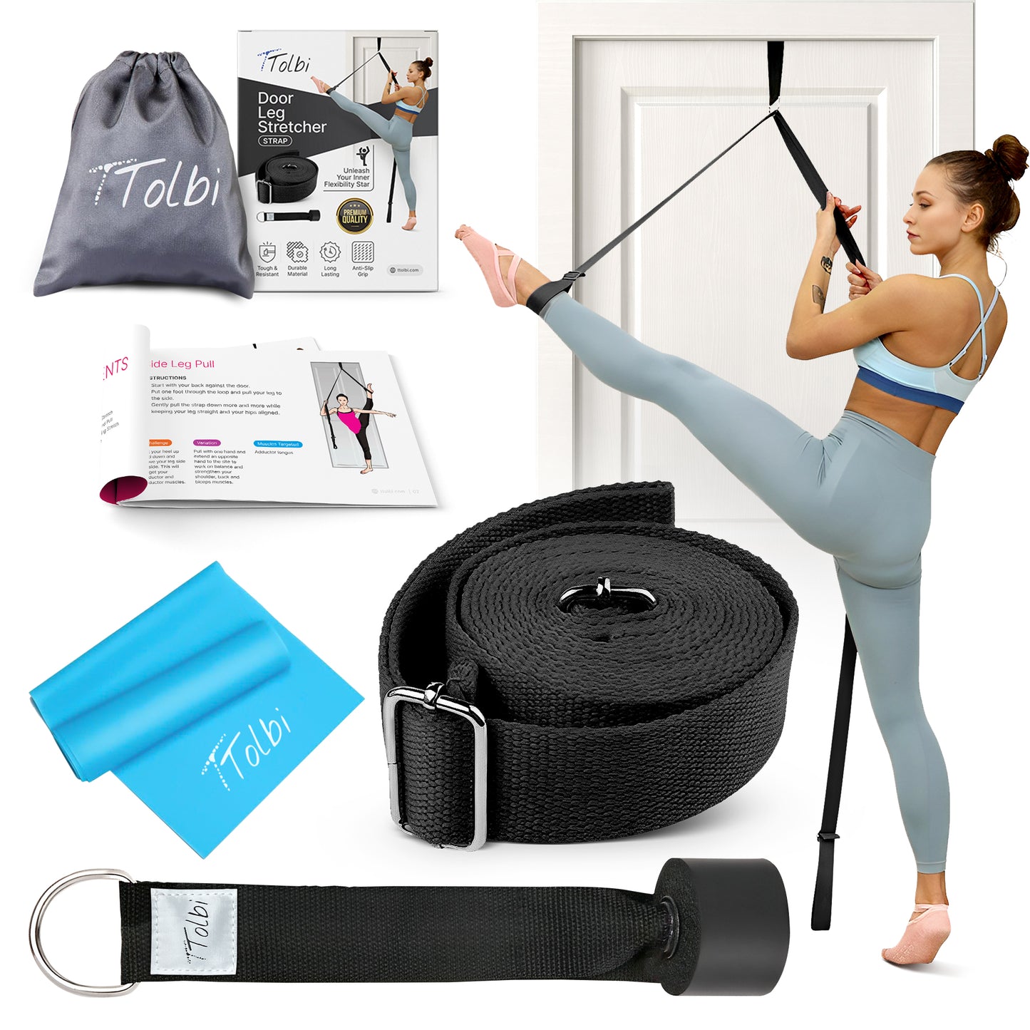 Premium Leg Stretcher with Door Anchor – Achieve Deeper Splits  (Black)