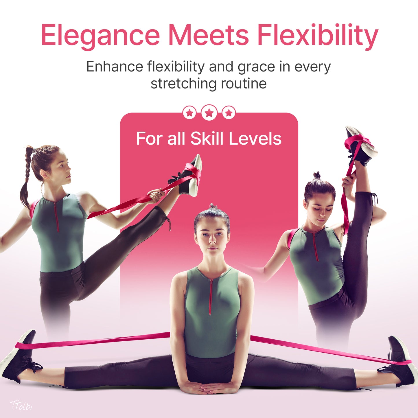Premium Stretch Bands for Dancers – Flexibility & Strength Trainer (Pink Small)