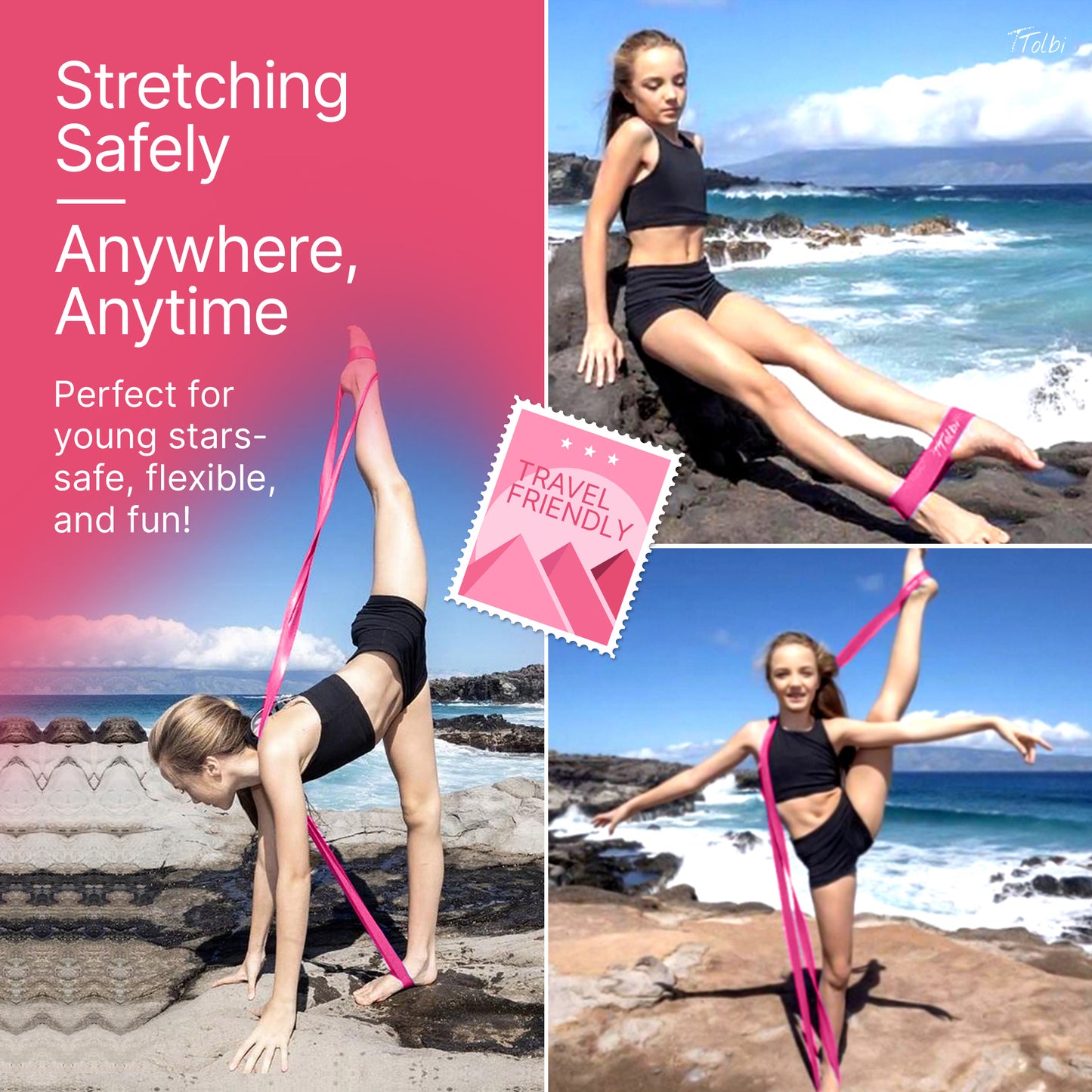 Premium Stretch Bands for Dancers – Flexibility & Strength Trainer (Pink Small)
