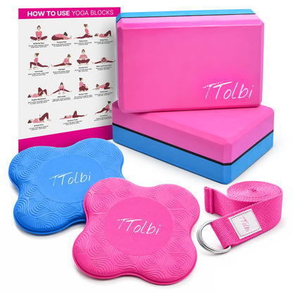 Yoga Starter Kit with Blocks, Strap & Knee Pads – Begin Your Home Practice