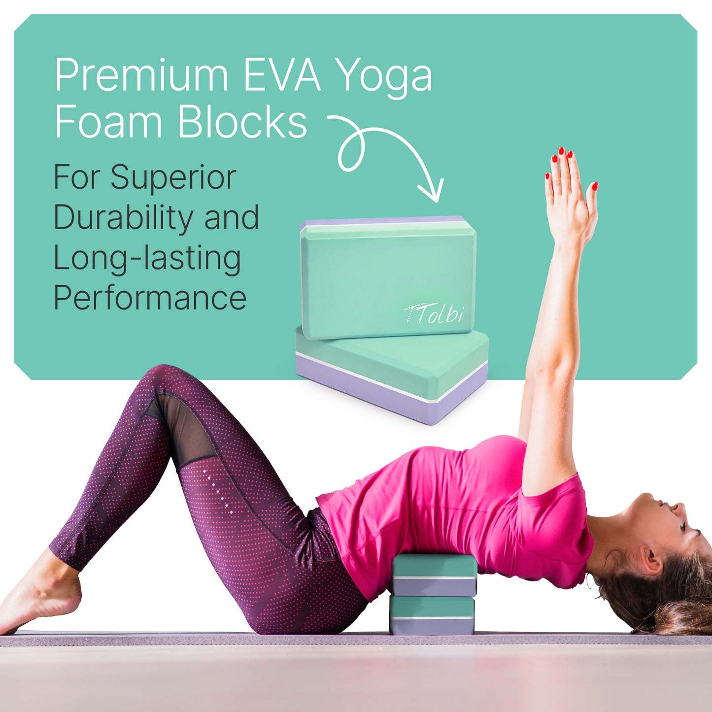 Premium Yoga Blocks 2 Pack with Stretch Band (Mint) – Align & Flex