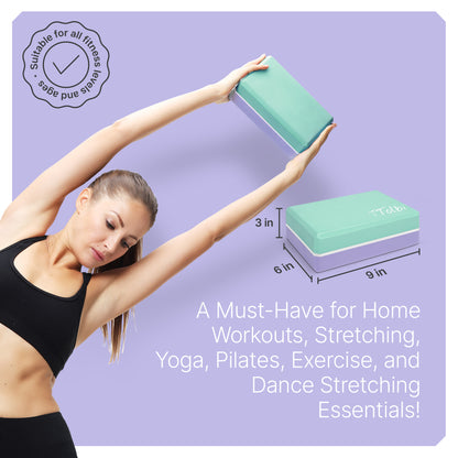 Premium Yoga Blocks 2 Pack with Stretch Band (Mint) – Align & Flex