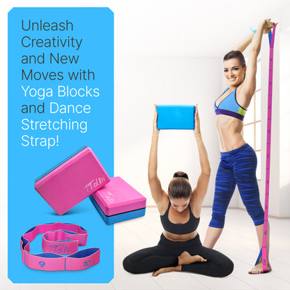 Premium Yoga Blocks 2 Pack with Stretch Band (Pink) – Align & Flex