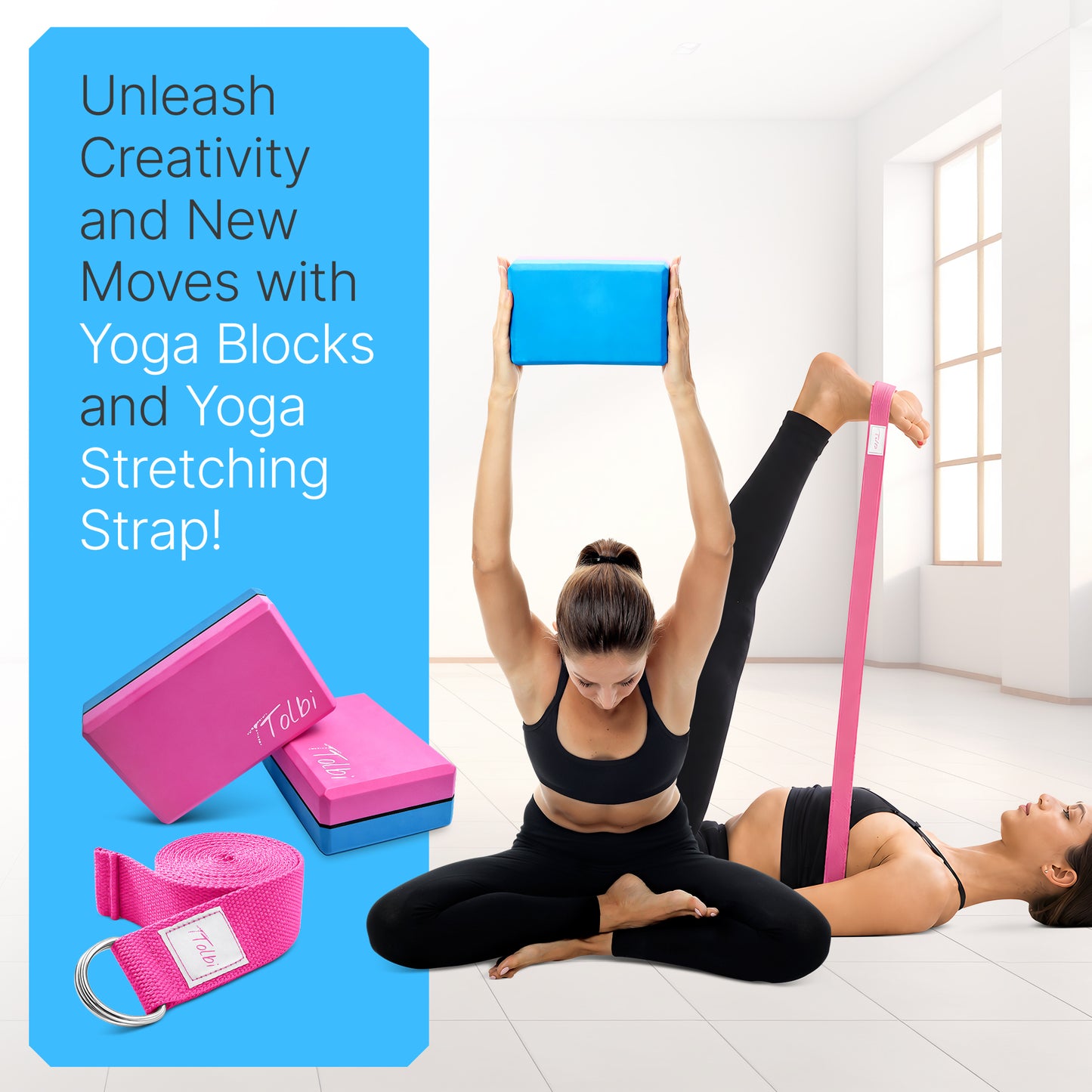 Yoga Starter Kit with Blocks, Strap & Knee Pads – Begin Your Home Practice